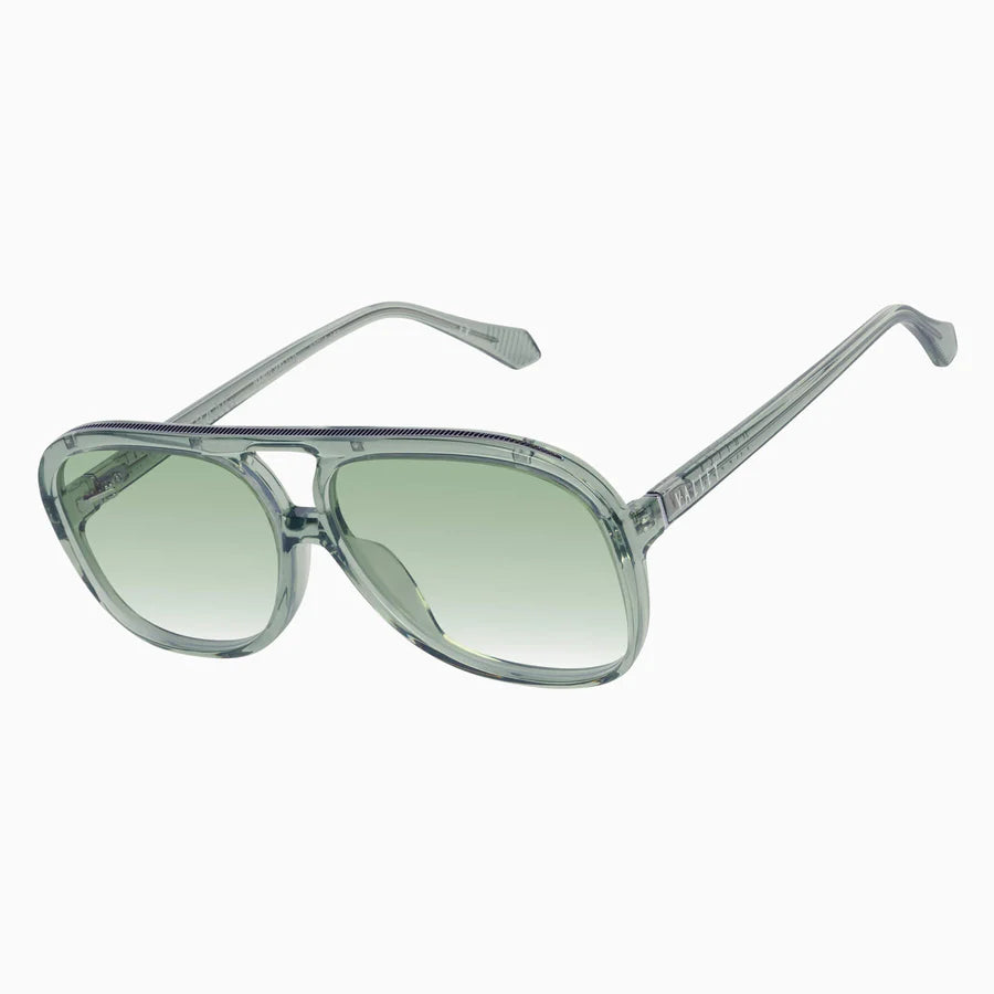 Bang Bang Transparent Sage w. Matte Silver Metal / Light Green Gradient Lens