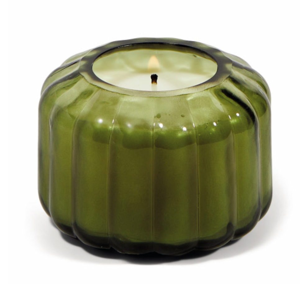 Ripple Green Glass Candle