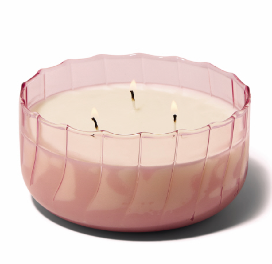 Ripple Pink Glass Candle 12oz