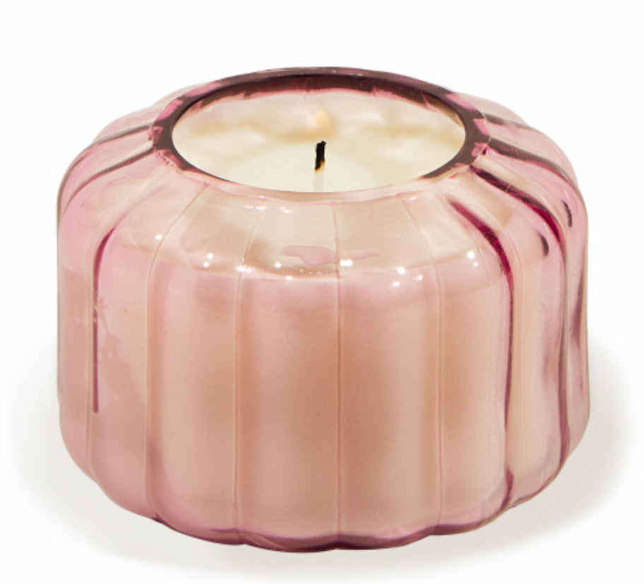 Ripple Pink Glass Candle