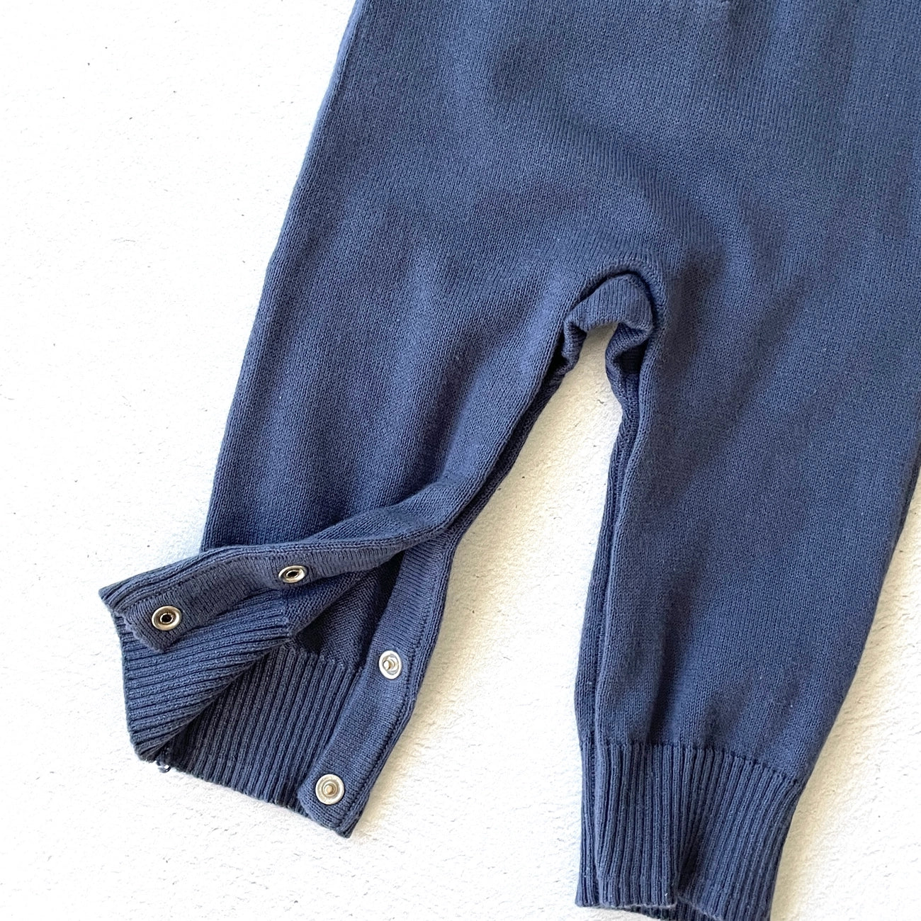 Milan Button Sweater Knit Jumpsuit - Dusty Blue