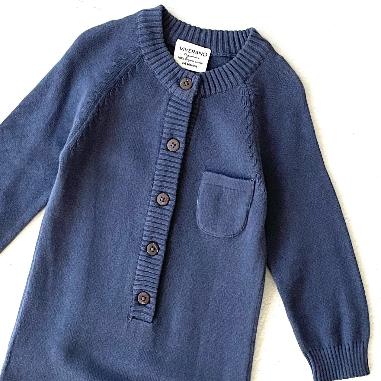 Milan Button Sweater Knit Jumpsuit - Dusty Blue