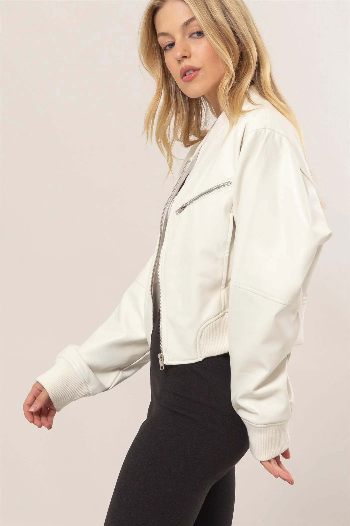 Brooklyn Faux Leather Bomber Jacket