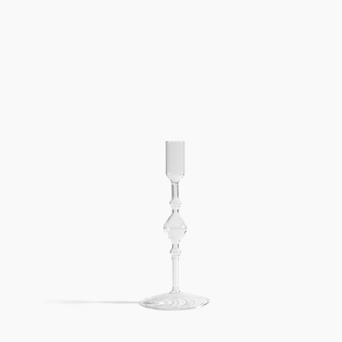 Glass Candlestick Holder - Tall 8"