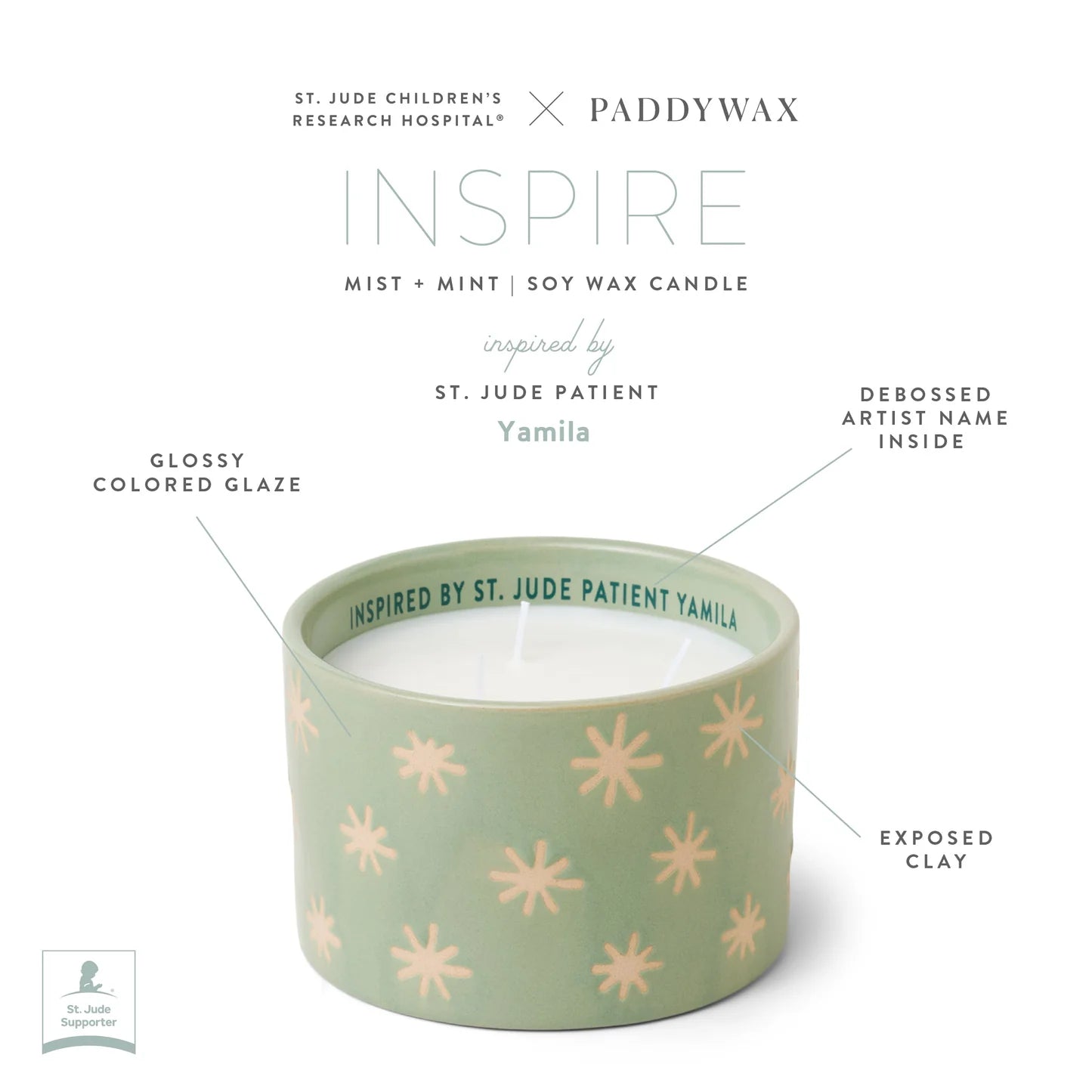 St. Jude Giveback "Inspire" 11 oz. Candle - Mist + Mint