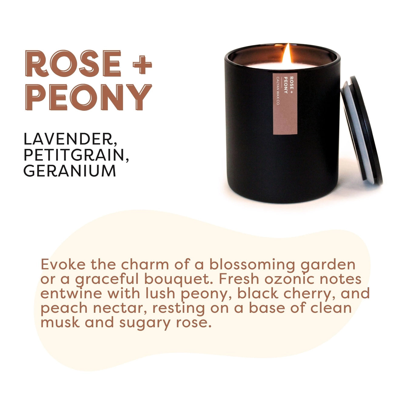 Rose + Peony - Matte Black Tumbler Soy Candle