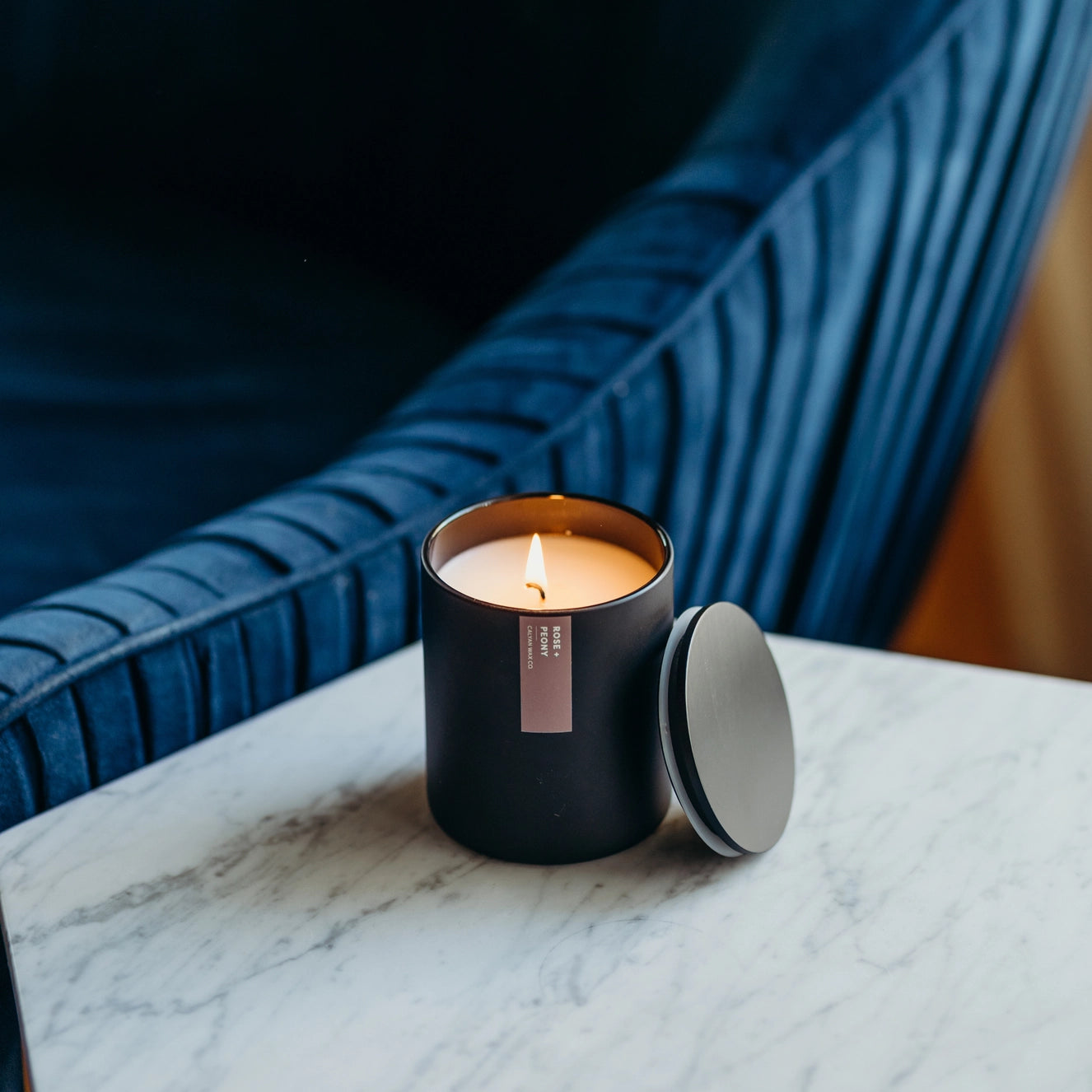 Rose + Peony - Matte Black Tumbler Soy Candle