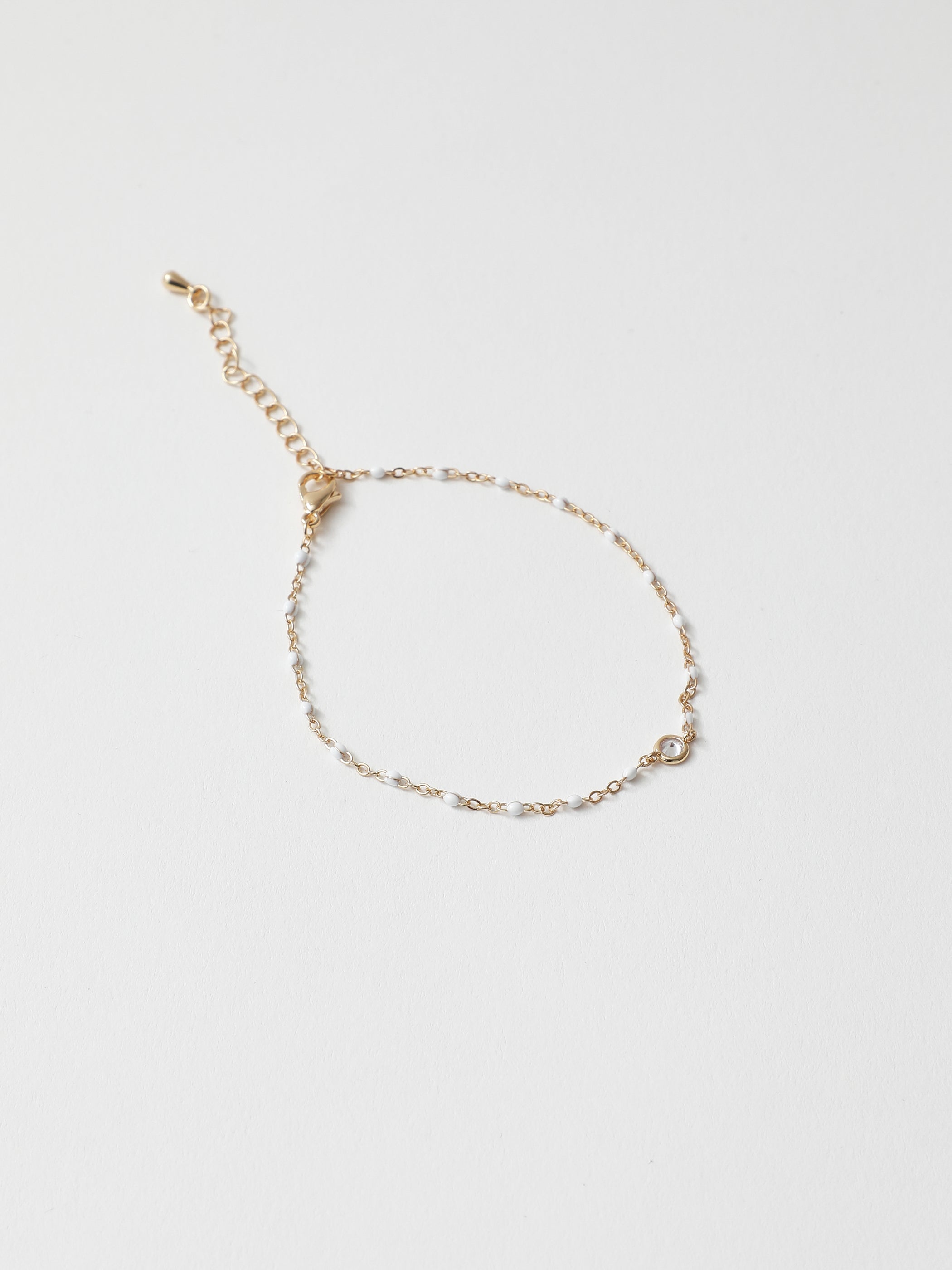 Delicate White Beaded Bracelet - Gold
