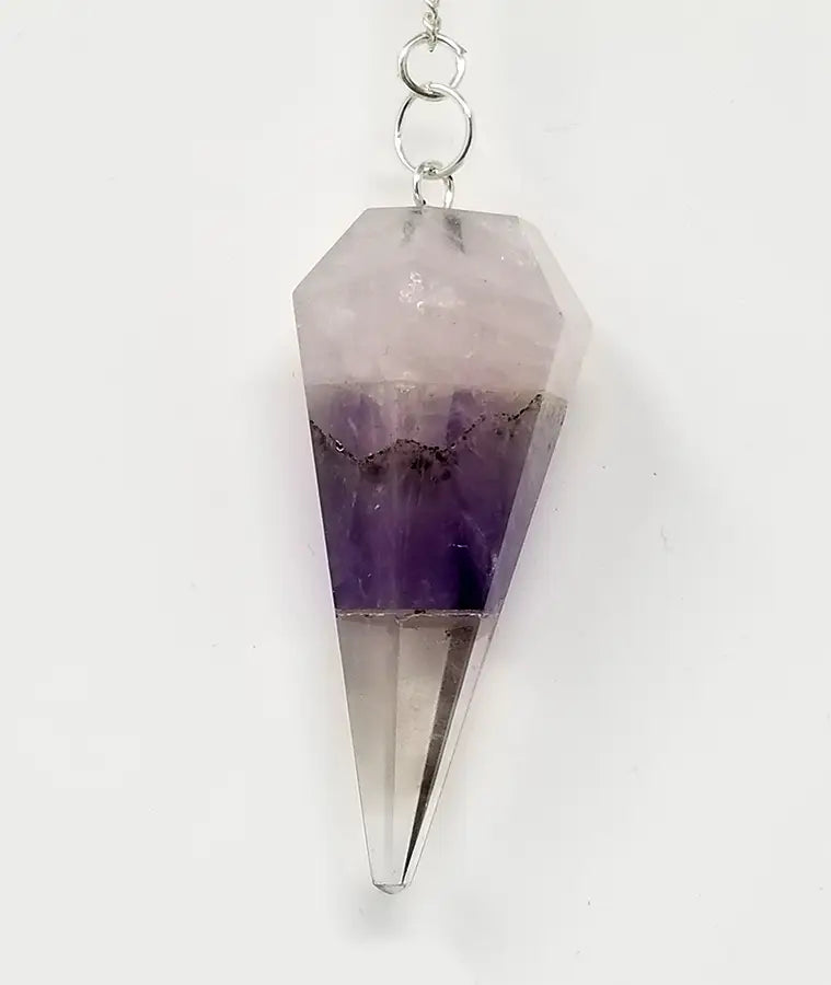 Amethyst Crystal Rose Bonded Pendulum with Chain