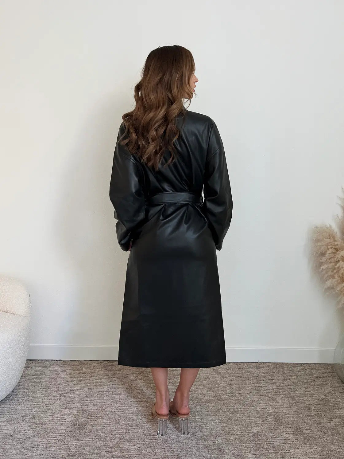Faux Leather Duster Jacket